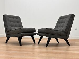 Mid Century Slipper Chairs Pair By Jitona