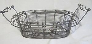 Antique Primitive Woven Twist Wire Egg Vegetable Gathering Basket W Handles