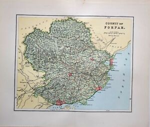 1894 Scotland Map County Of Forfar Montrose Arbroath Brechin Dundee Tealing