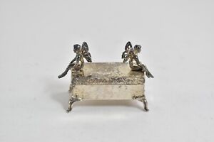 Sterling Silver Fairy Trinket Pill Box Ornate Mini Chest 87