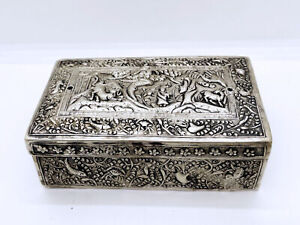 Antique Chinese Export Market Pure Silver Box Qing Dynasty China