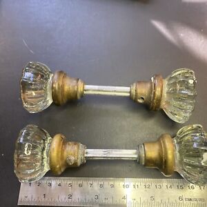 Vintage Lot Of 4 Four 12 Point Crystal Glass Door Knobs