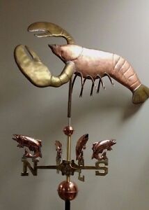 Copper 3 D Large Lobster Weathervane Fish Directionals As Shown No Mount