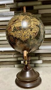 Olde World Globe Handcrafted Wooden Base Table Decor 10 Tall