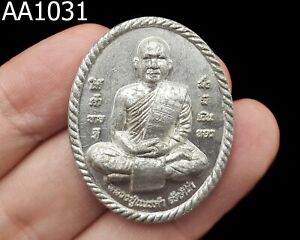 Silver Coin Lp Nen Kham Pik Khrueangbin Wealth Luck Thai Buddha Amulet Aa1031