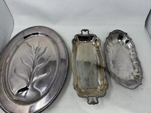 Bulk Lot Of Misc Silver Plated Serving Trays Sheridan International Silver Co 