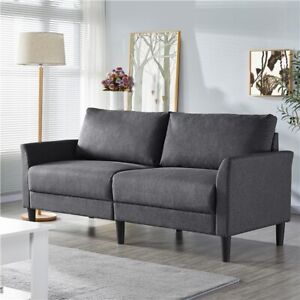 Upholstered Sofa Couch Linen Fabric Loveseat Modern Living Room Sofa 75 5 Gray