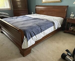 Stickley Solid Cherry Empire Style King Size Sleigh Bed