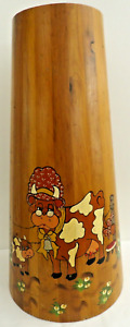 Vintage Country Butter Churn Cow Farm Hand Painted Artist Signed