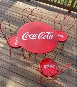 Rare Vintage Coca Cola Table Chairs Set Bistro Ice Cream Parlor Coke
