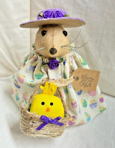 Mouse Easter Chick Primitive Farmhouse Grunged