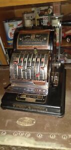 Vintage 1940s Check Writer Stamping Machine Lightning 700 Serie Fidelity Cas