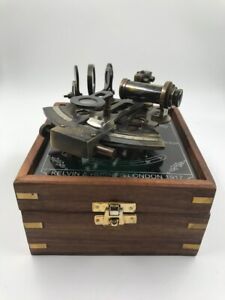 Sextant Instrument Real Heavy Sextant With Wooden Box Kelvin Huges London 1917