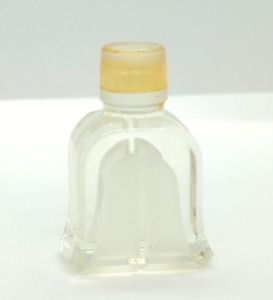 Vintage Mini Perfume Bottle Bell Shaped Etched Glass Art Deco Flat Stopper