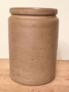 Antique 19th C Pottery Stoneware Storage Canning Oyster Crock Jar 6 5 3