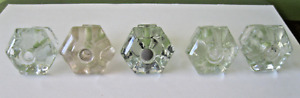 Vintage Clear Glass Drawer Knobs Pulls Lot Of 5 Large 1 1 4 Vg
