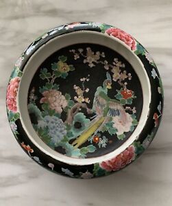 Antique Chinese Famille Noir Paint Brush Water Bowl