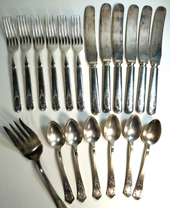 Vintage Yourex Silver Marjo Nell Silver Plate Monogram S 19pc Spoon Knife Fork