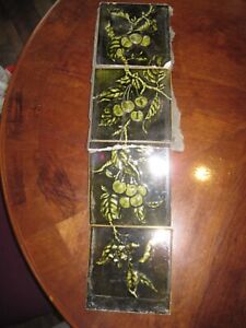 Set 4 Vintage Antique Indianapolis Indiana Art Tiles Architectural Green Cherry