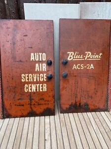 Vintage Original Red Paint Salvaged Repurpose Pair Metal Cabinet Doors 20 5x11