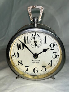 Beautiful Antique 1913 Westclox Sleep Meter Alarm Clock Polished Nickel Working