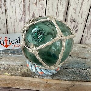 Japanese Glass Fishing Float 3 25 With Nice Square Mark Authentic Japan Buoy