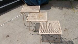 3 Vintage Mid Century Modern Mcm Tempestini Iron Beige Nesting Tables