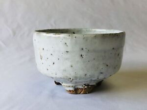 Y4817 Chawan Hagi Ware White Signed Box Japan Antique Tea Ceremony Pottery Bowl