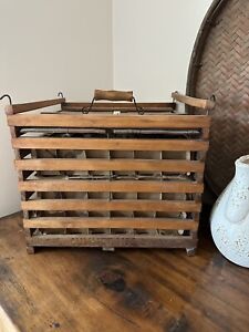 Primitive Antique Rustic Wooden Wood Egg Crate Carrying Box Vtg Cummer Mcf Co 