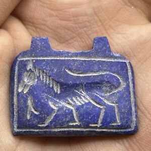 Sassanian Ancient Lapis Lazuli Horse Animal Engraved Pendant Intaglio