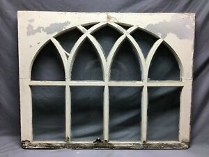 Antique Gothic Arched Window Sash Shabby 34x43 Vintage Chic Old 841 21b