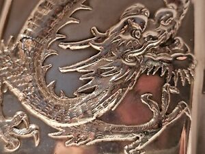 Antique Silver Chinese Export Repousse Cigarette Case Dragon Kwan Wo Hong Kong
