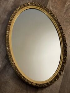 Vt Wall Mirror Brown Gold Large Oval Plastic Ornate 26 1 4 X 18 1 2 