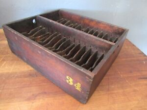 Antique Primitive Post Office Wood Letter Box Sorting Crate No 34 Stamped 5172