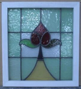 Edwardian English Leaded Stained Glass Wind Ow Floral Abstract 19 3 4 X 22