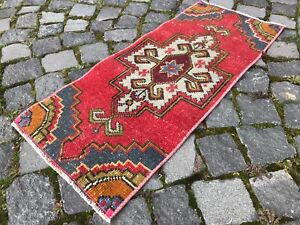 Bohemian Handmade Doormat Kilim Rug Turkish Vintage Small Wool Rug 1 2 X 2 9 Ft