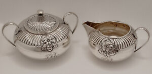 Gorham Sterling Silver Aesthetic Floral Creamer And Sugar Bowl Set 1887 1888