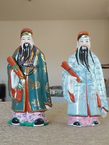  Chinese Famille Rose Sculpture Art Porcelain Lucky Immortal Figure Statue