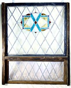 Real Leaded Glass Window In Real Wood Frame With Real Leaded Panels Great Patina