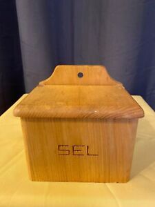 Vintage Wooden Salt Box To Place Or Hang