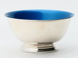 Reed And Barton 4 3 8 Blue Enamel Silverplated Silver Plate Bowl 101