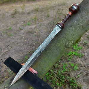 Real Damascus Steel Sword Full Tang Hunting Sword Fix Blade Sword Full Sharpe