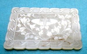 Antique Rectangular Butterfly Floral Engraved Pearl Sewing Thread Winder