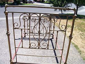 Late 1800 S Victorian Antique Beautiful Brass Bed Full Size As Is