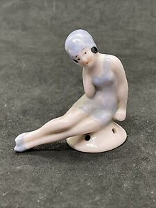 Antique Htf German Girl Half Doll Flapper Bathing Beauty Swimmer Full Body