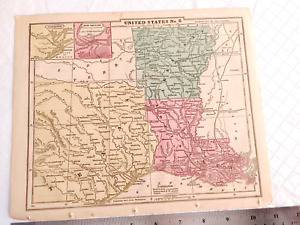 1866 Hand Colored Map Of United States No 6 La Ar Tx Approx 11 X 9 20829