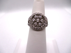 Beautiful 925 Sterling Halo Ring With White Cz Flower Design M 14
