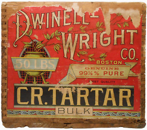 Dwinell Wright Cream Of Tartar Double Paper Lbld Wood Box Advrt Crate Boston Ma