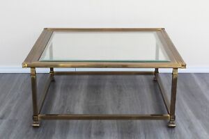 1970 S Solid Brass Mastercraft Coffee Table With Glass Top Brass Coffee Table