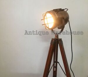 Vintage Industrial Spotlight Floor Lamp Nautical Stand Marine Studio Serachlight